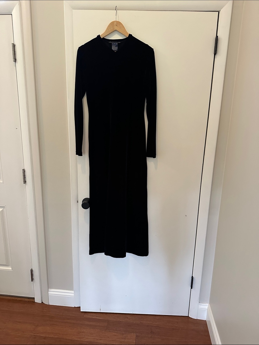 Ralph Lauren Black Velvet Long Sleeve Maxi Dress